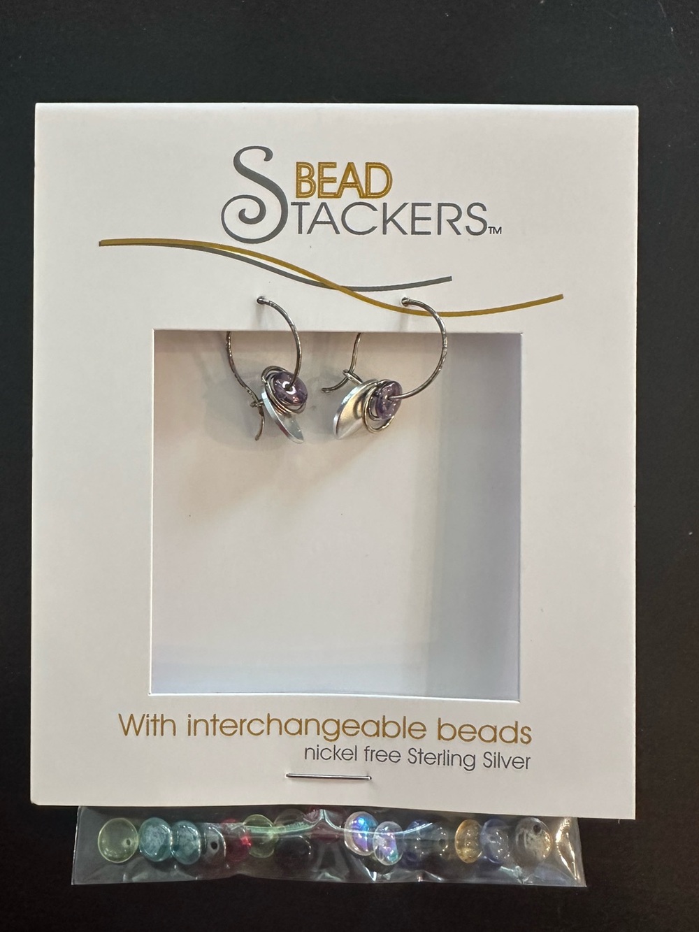 Bead Stackers Silver Earrings with Interchangeable Beads - Multicolor, NWT